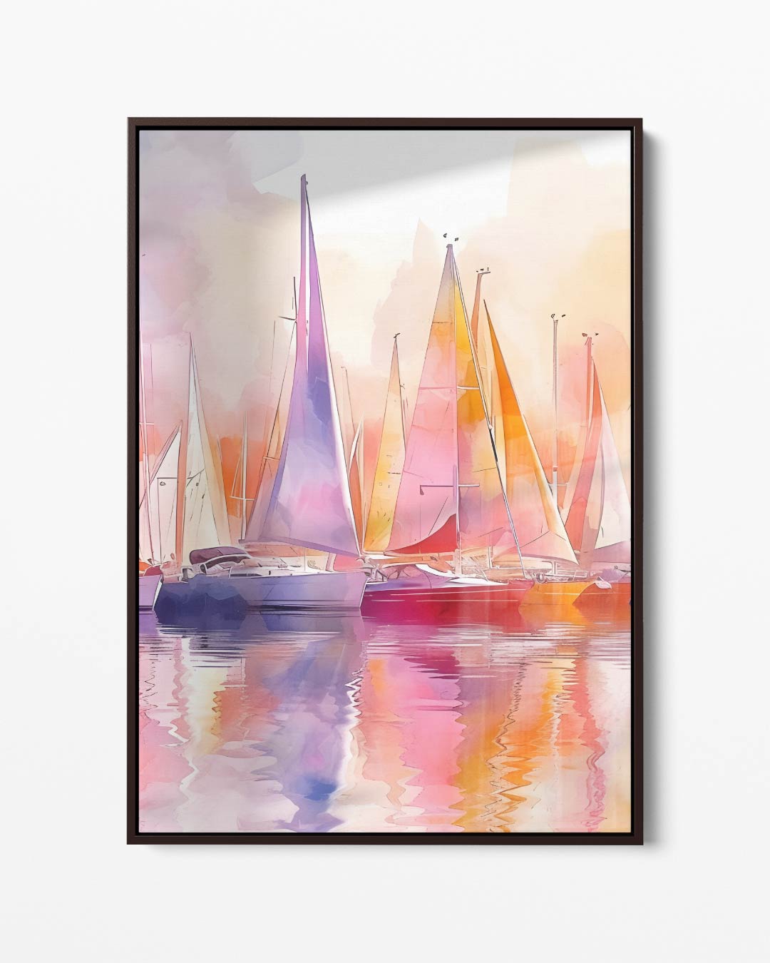 Kleurrijke Zeilboten in Zonsopgang – portret kunstwerk als wanddecoratie