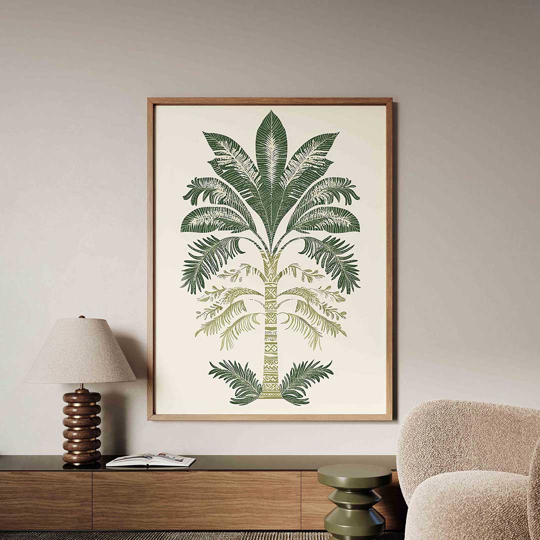 Palmboom illustratie – tropische jungle poster in staand formaat