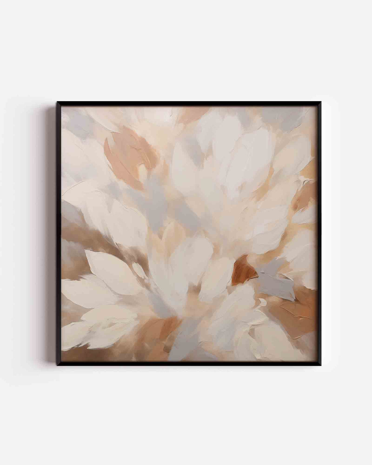 Bladvormen in neutrale tinten – abstracte vierkante poster als wanddecoratie