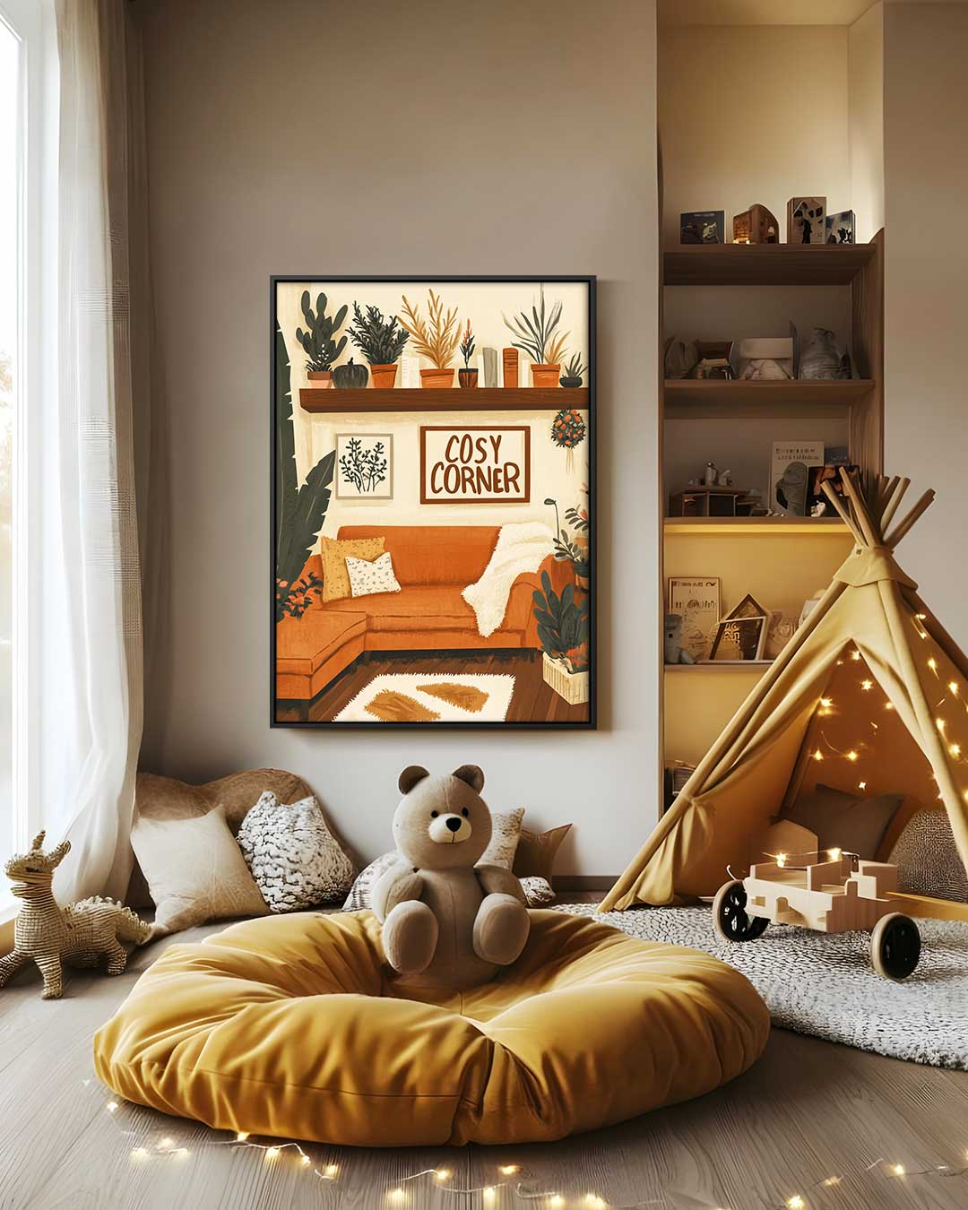 Gezellige Hoek Illustratie – staand kunstwerk voor modern interieur