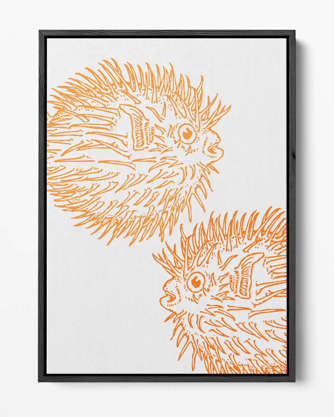 Opvallende Oranje Kogelvis Illustratie – portret kunstwerk als wanddecoratie