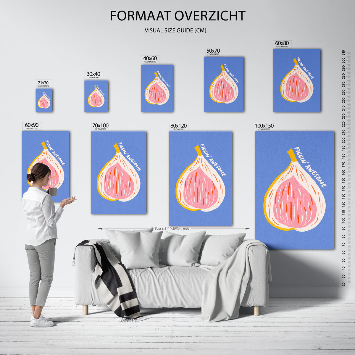 Vijg met tekst – staande muurposter met kleurrijke abstracte vormen