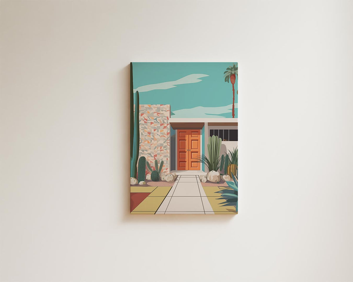 Retro Palm Springs Villa – modern portret kunstwerk van WallArtistic