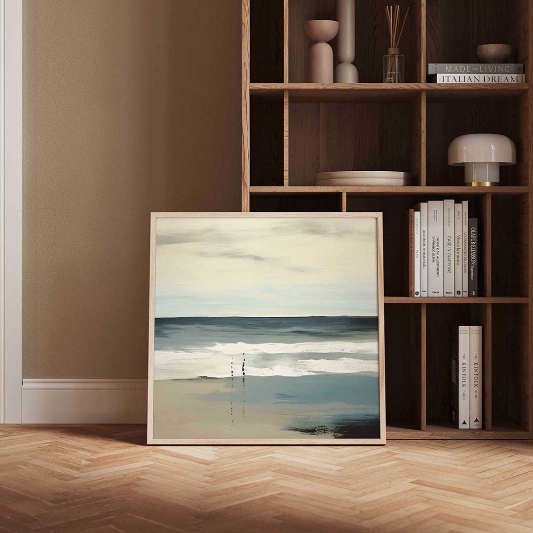 Strand en zee – vierkante wanddecoratie met kleur en vorm van WallArtistic