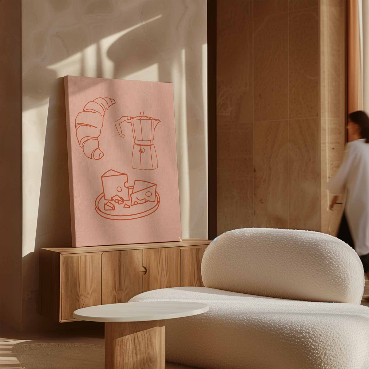 Ontbijt in Lijntekeningen – dibond kunstwerk als wanddecoratie