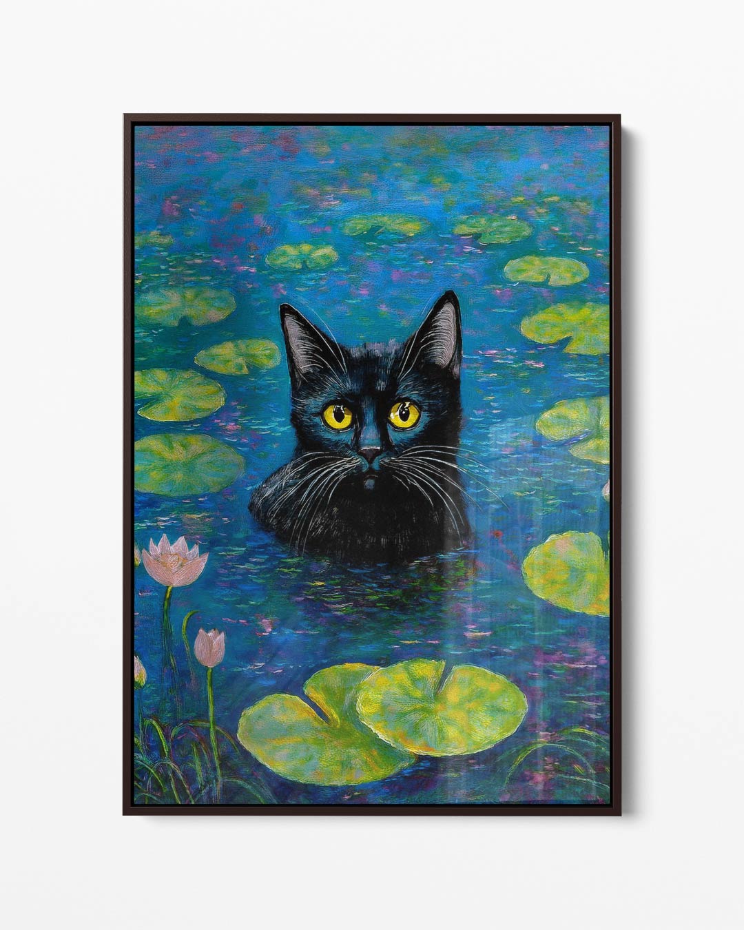 Kat in de Waterlelies – portret kunstwerk als wanddecoratie