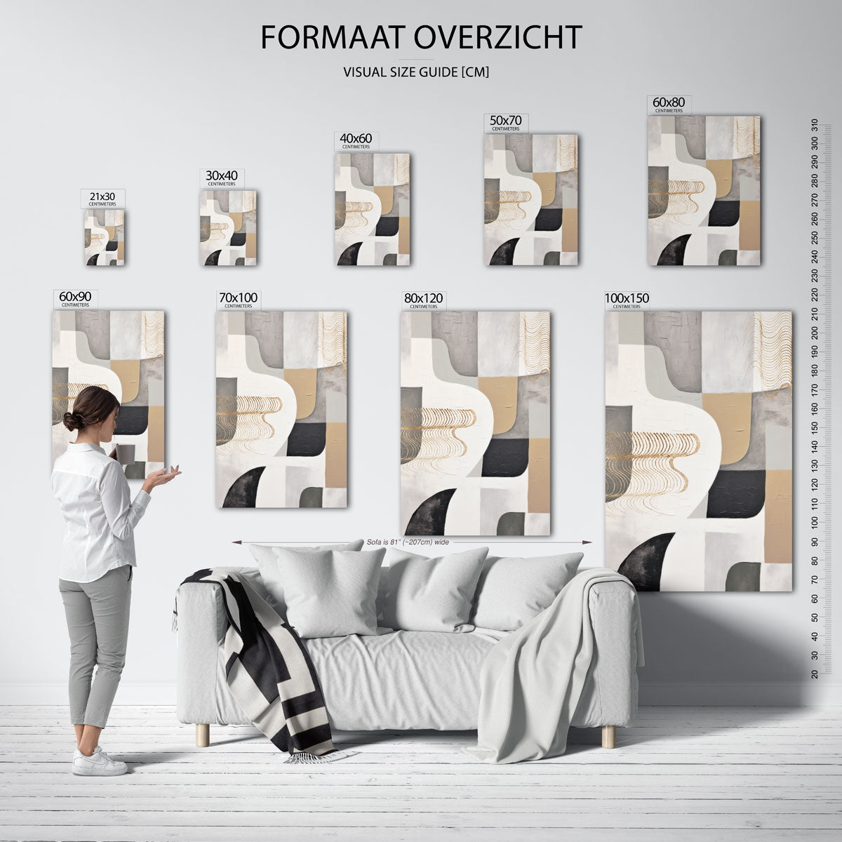 Abstracte vormen en lijnen – staande muurposter met zachte abstracte vormen