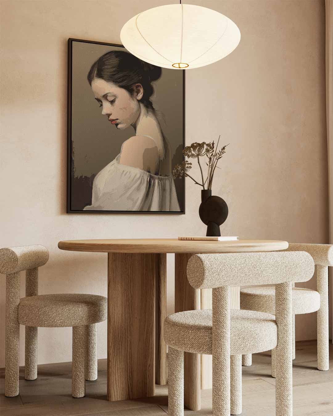 Dromerige Portretstudie – canvas wanddecoratie in portret formaat