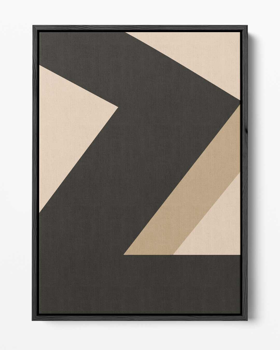 Dynamische Lijnen in Zwart en Beige – portret kunstwerk als wanddecoratie