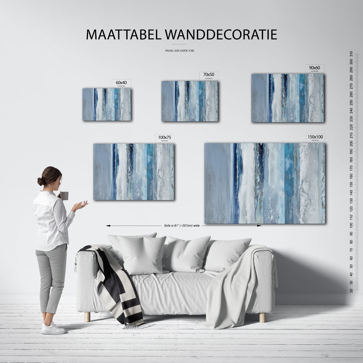 Verticale kleurenstroken – moderne liggende wandkunst
