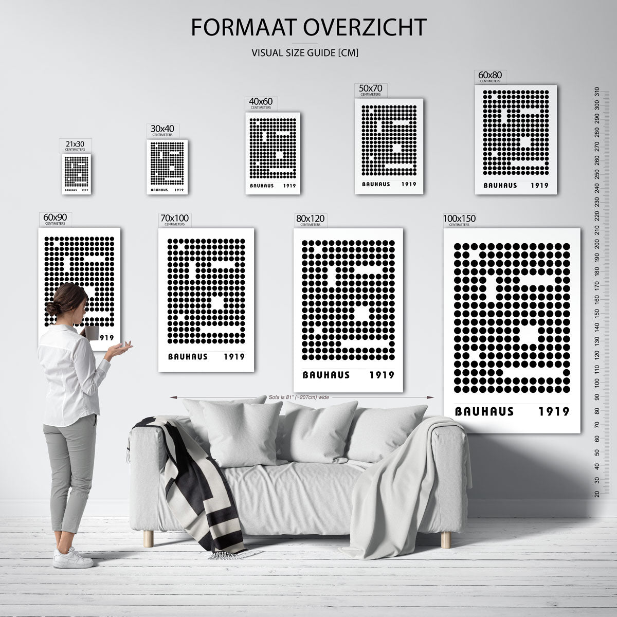 Cirkelpatroon en tekst – geometrische poster in Bauhaus-stijl van WallArtistic