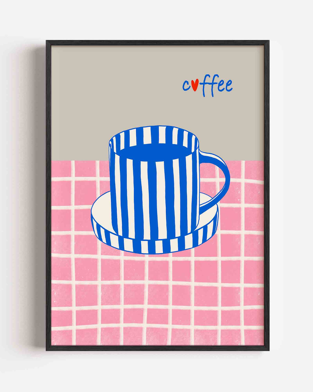 Gestreepte koffiekop – Slow Living portret poster als wanddecoratie