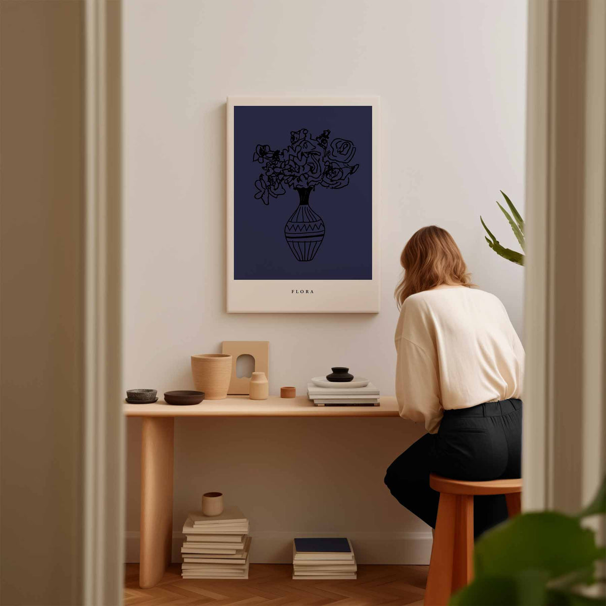 Abstracte Bloemenvaas Kunstposter – modern portret kunstwerk van WallArtistic