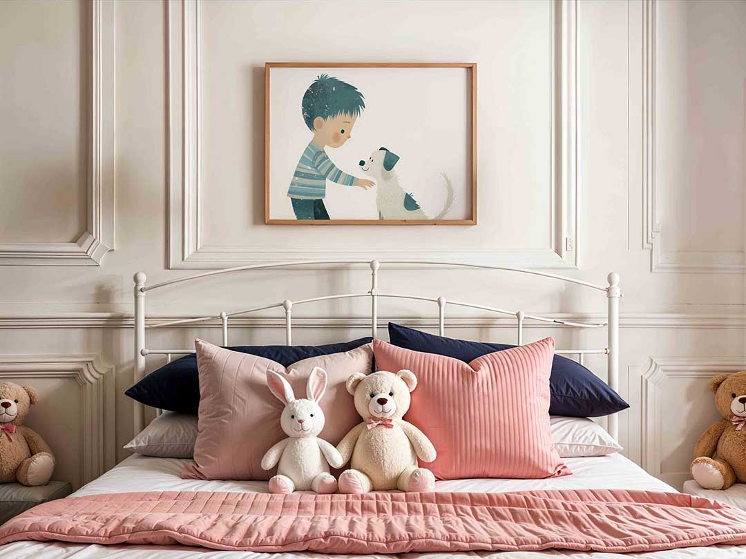 Jongen met hond – kids poster in liggend formaat