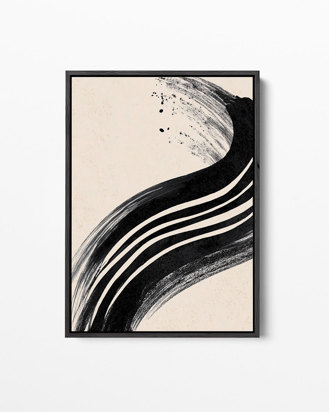 Dynamische zwarte streep – staand wanddecoratie kunstwerk