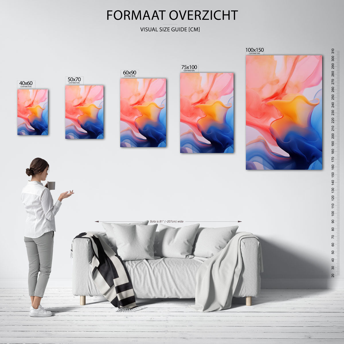 Vloeiende kleuren – Staande wanddecoratie – moderne staande wandkunst