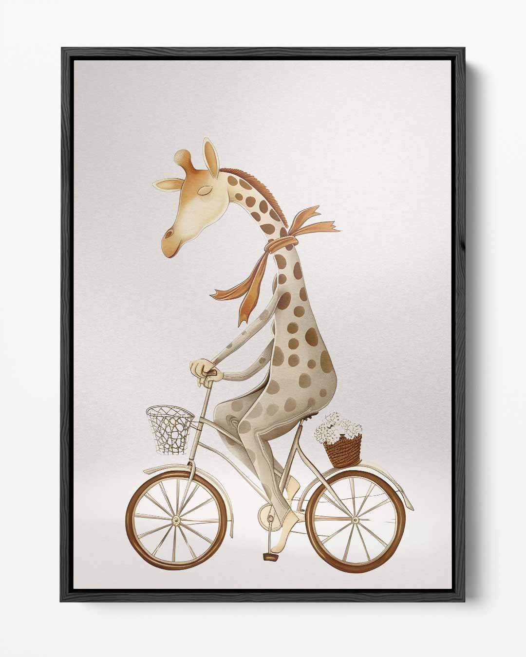 Giraffe op Fiets Illustratie – portret kunstwerk als wanddecoratie
