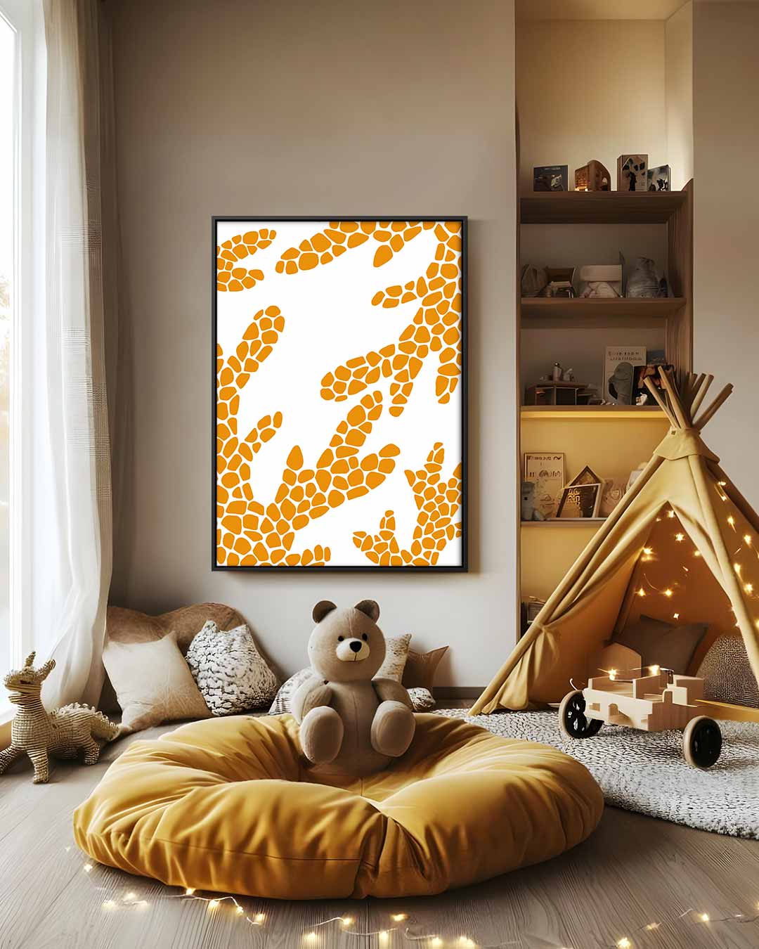 Giraffe Patronen Kunstprint – dibond wanddecoratie in staand formaat