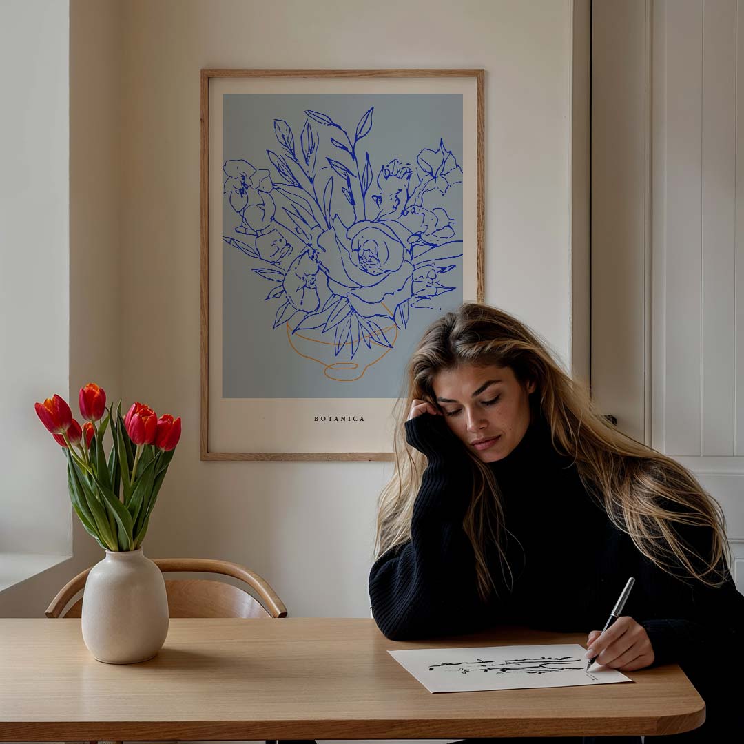 Stijlvolle Botanische Lijntekening – culinaire wandkunst als portret poster