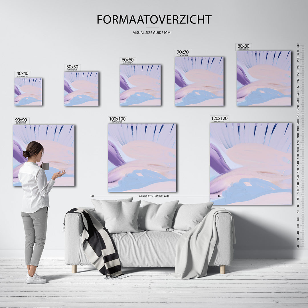 Zachte kleurencompositie kunstwerk – materiaalweergave – dit werk toont vloeiende lijnen en zachte overgangen in