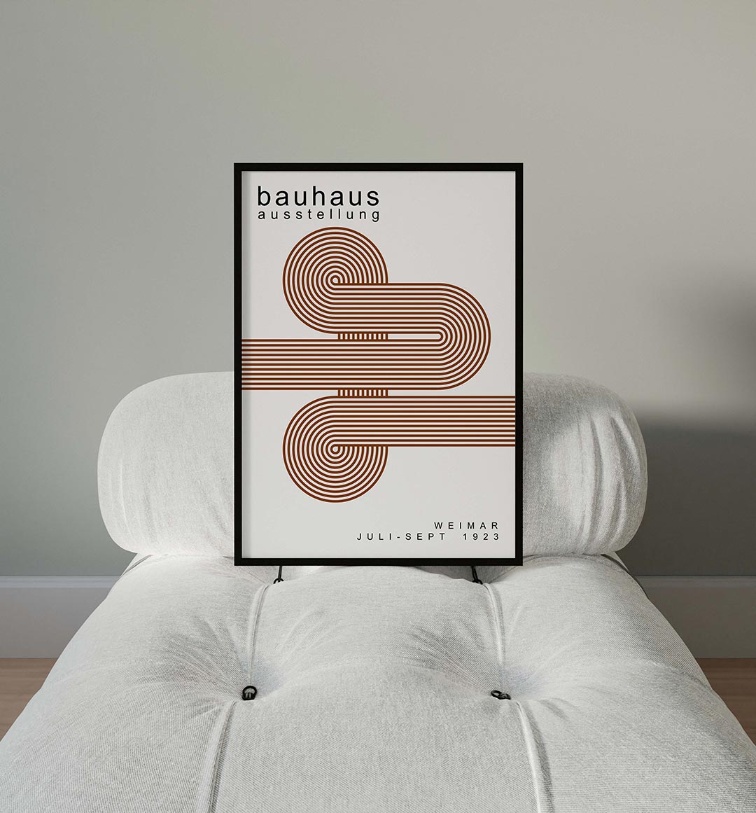 Lijnen en cirkelpatronen – moderne Bauhaus wandkunst als poster