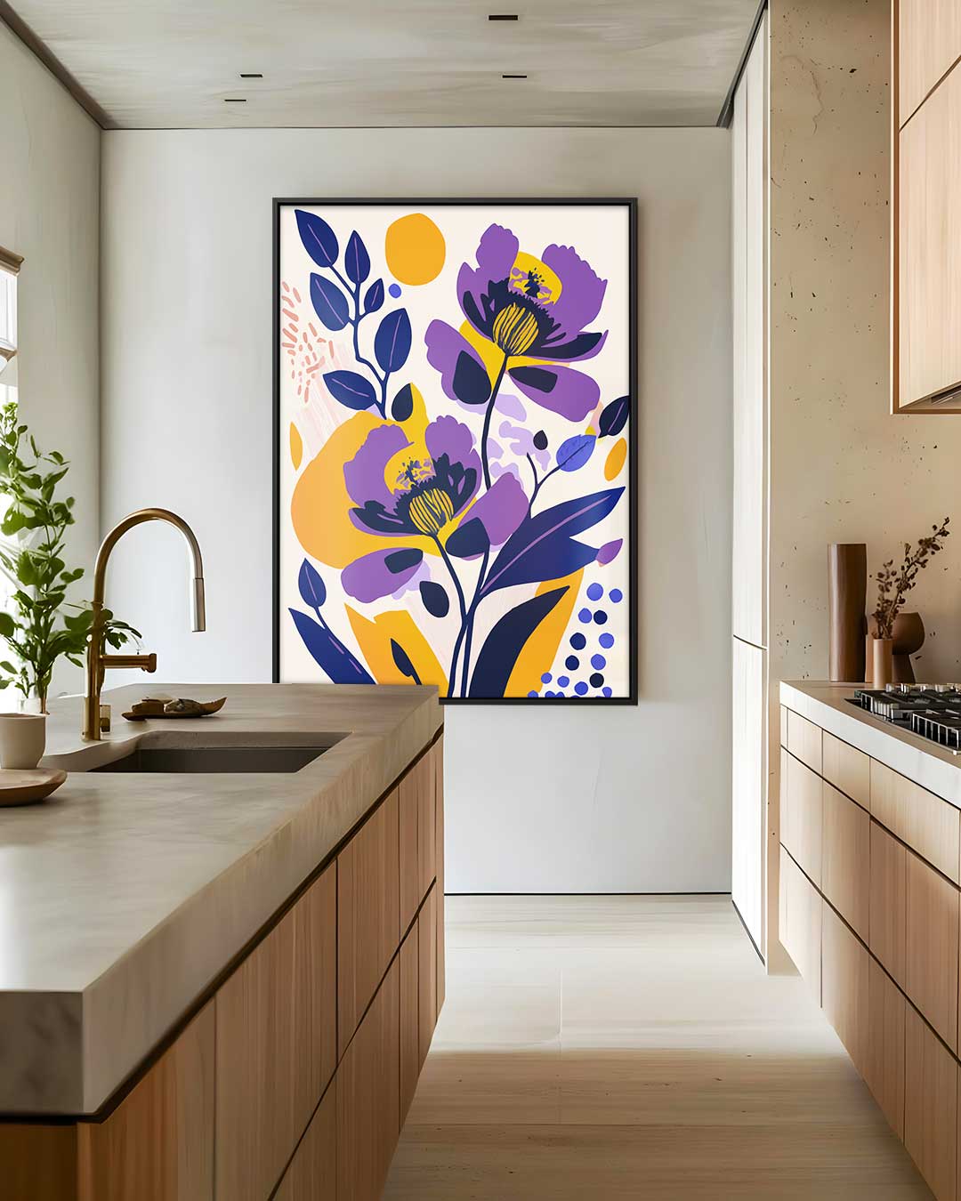 Vrolijke Bloemendans – plexiglas wanddecoratie in portret formaat
