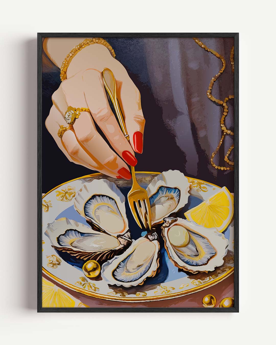 Elegant Oyster Diner – keuken portret poster als wanddecoratie