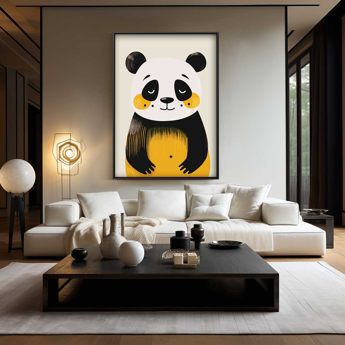 Vrolijke Panda Print – canvas wanddecoratie in portret formaat