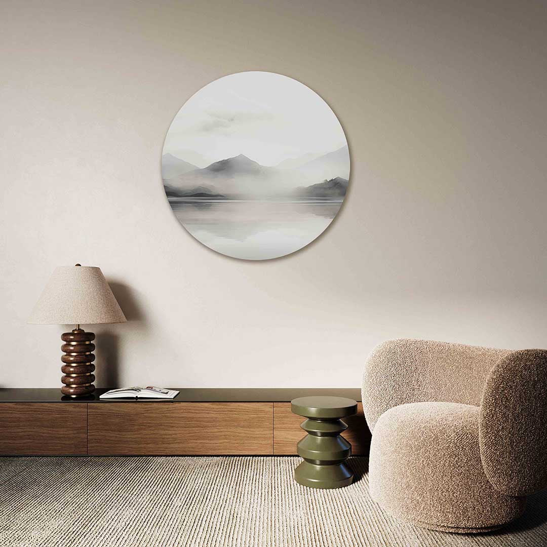 Berglandschap – Pop Art muurcirkel als ronde wanddecoratie