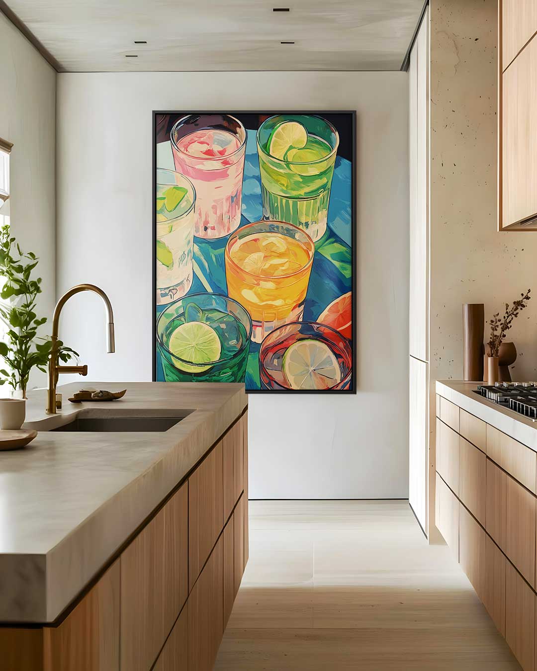 Verfrissende Zomercocktails – staand kunstwerk voor modern interieur