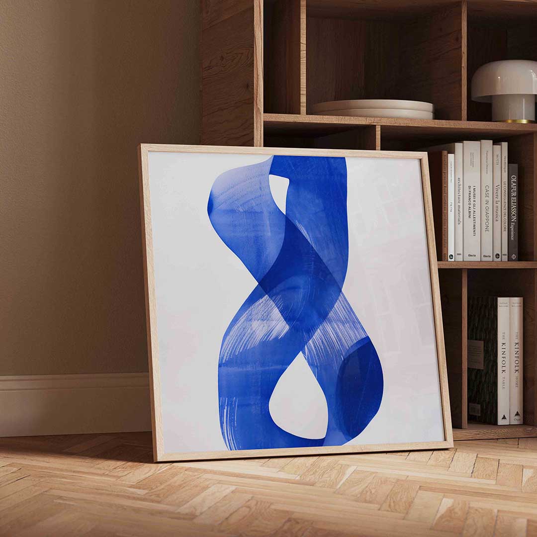 Abstracte blauwe vorm – moderne wandkunst als vierkante poster