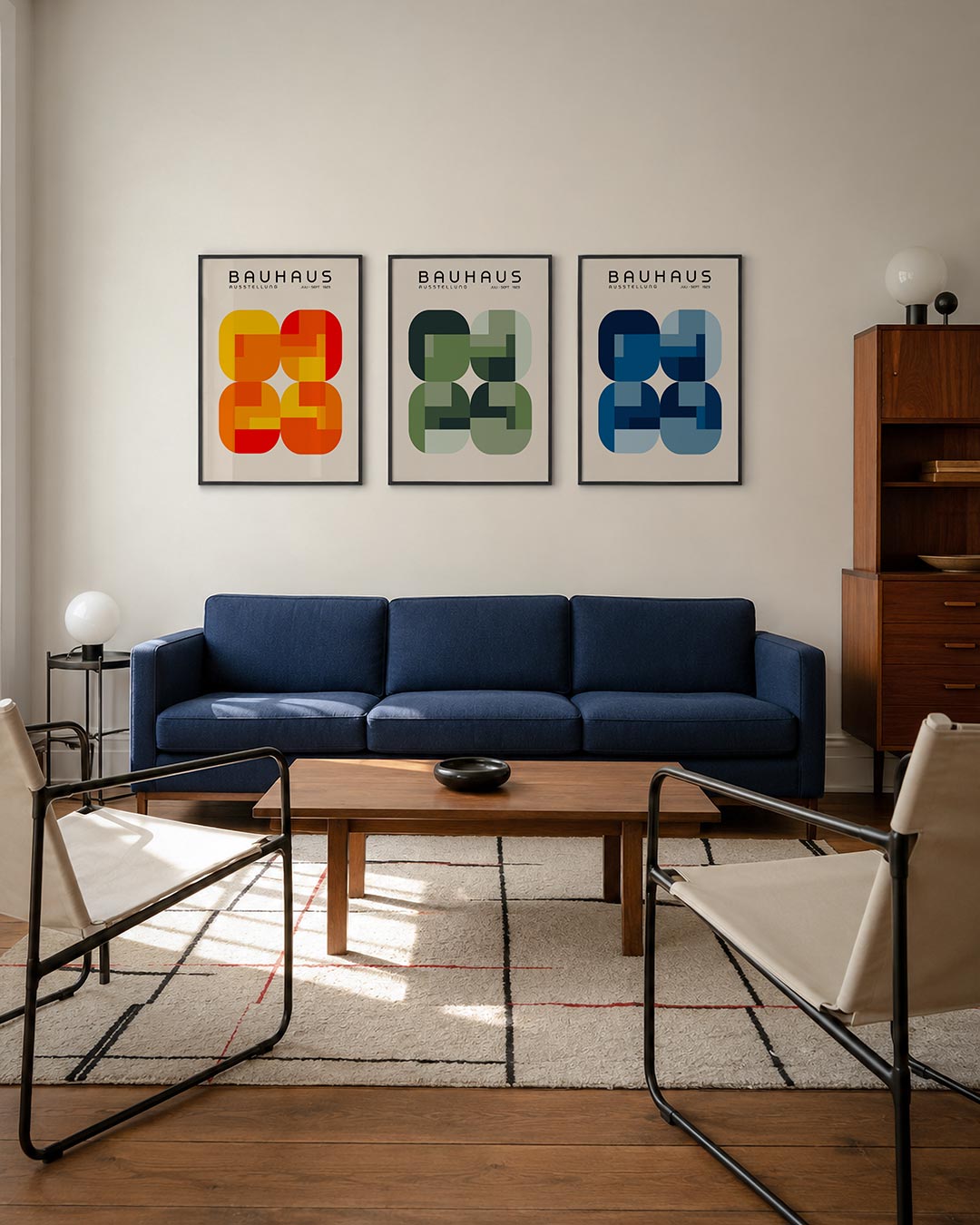 Kleurvlakken ritme driedelige posterset – deze posterset in drie delen toont een speelse ordening van overlappende vormen in