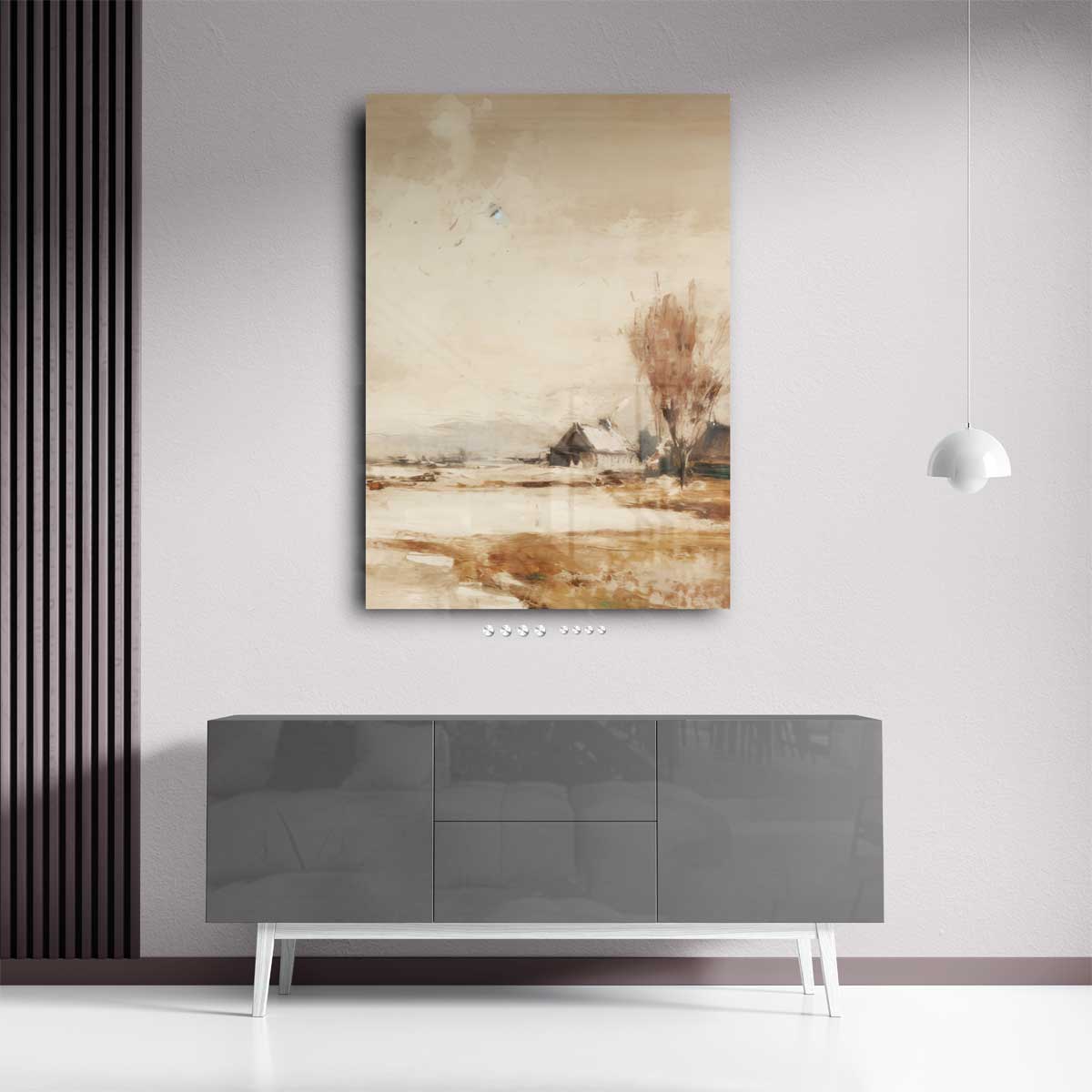 Winterlandschap met Boerderij – staand kunstwerk voor modern interieur