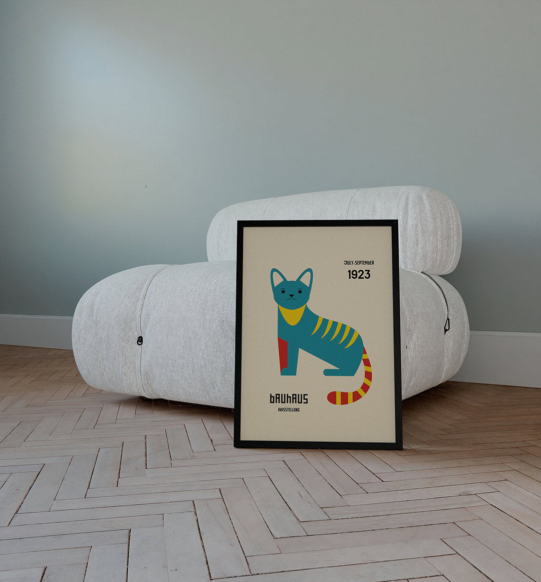 Kleurrijke kat – staande Bauhaus poster voor aan de muur