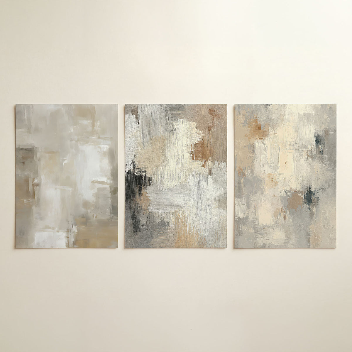 Neutrale vlakverdeling posterset – detailweergave – deze posterset in drie delen toont zachte, neutrale