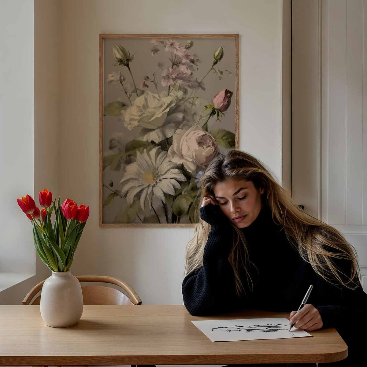 Romantische Bloemenpracht – bloemen poster als moderne staande wanddecoratie