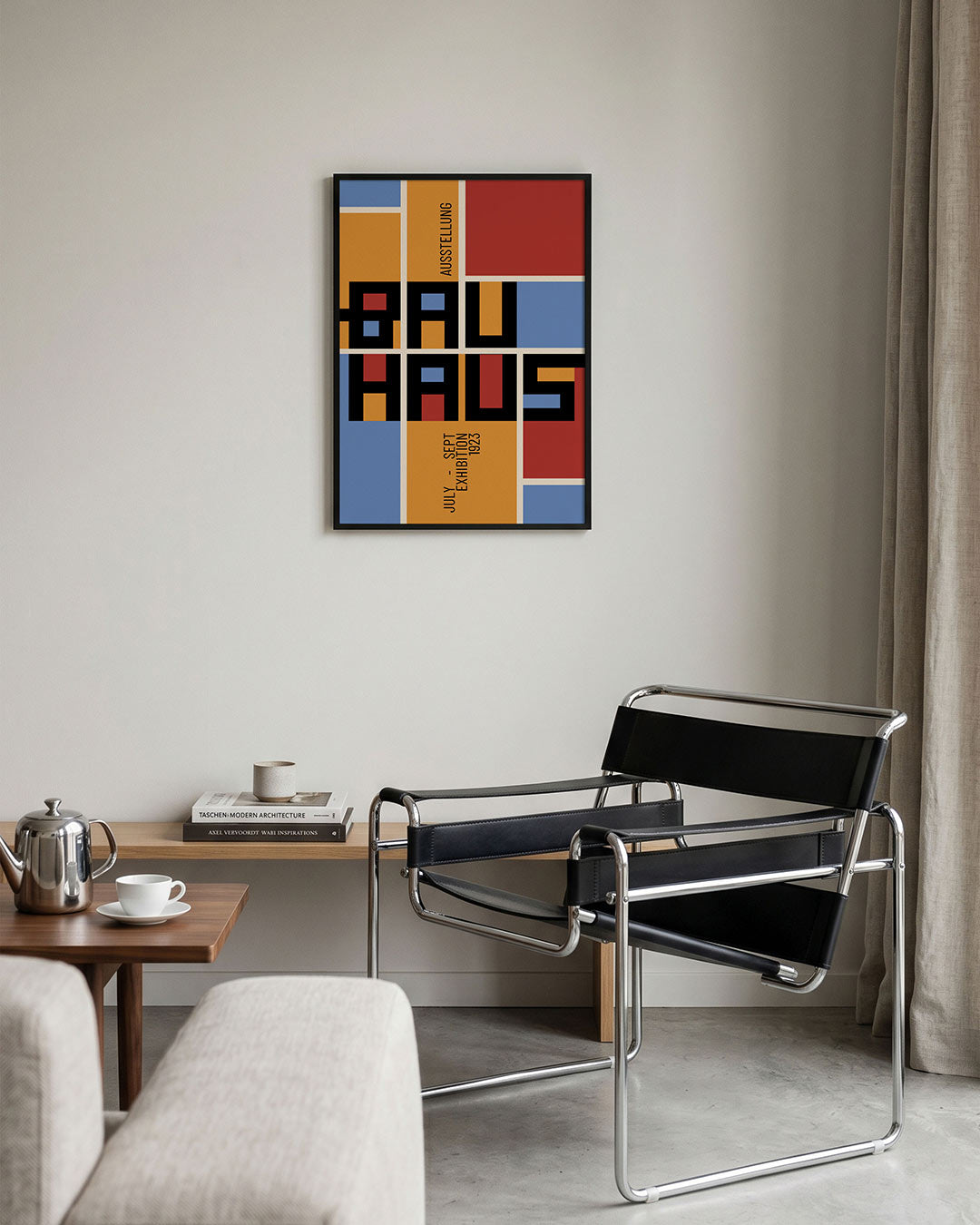 Vorm en kleurvlakken – geometrische Bauhaus poster in staand formaat
