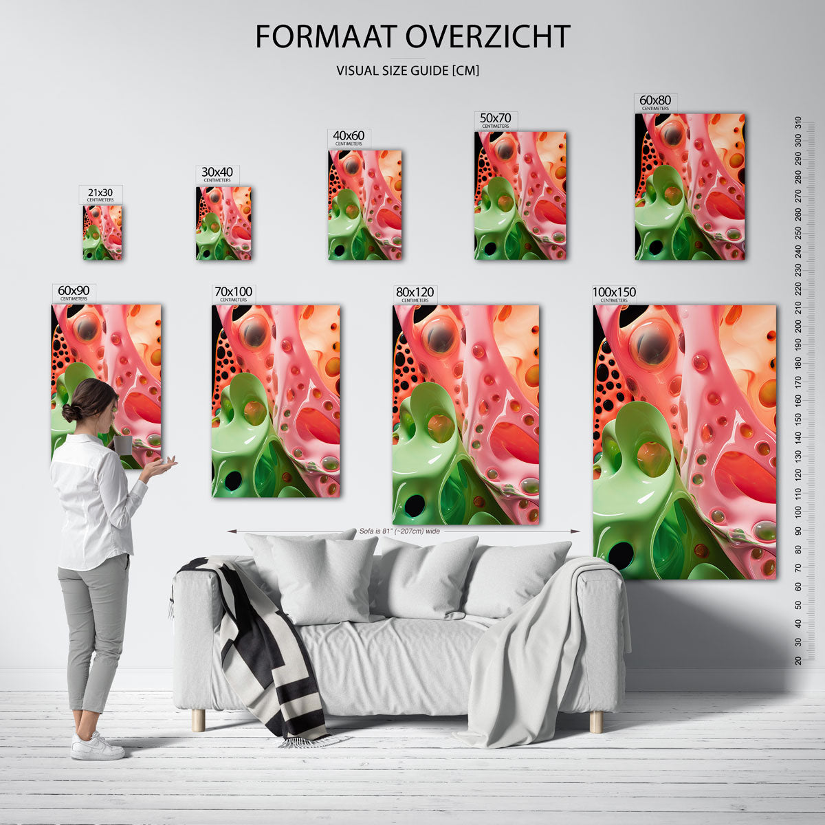 Organische vormen en kleuren – staande muurposter met kleur en vormen
