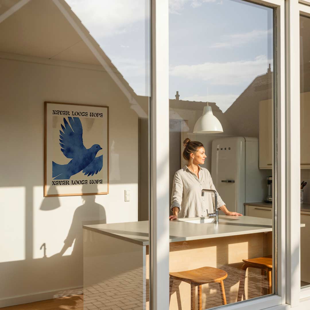Blauwe Hoop – dierenposter als moderne staande wanddecoratie