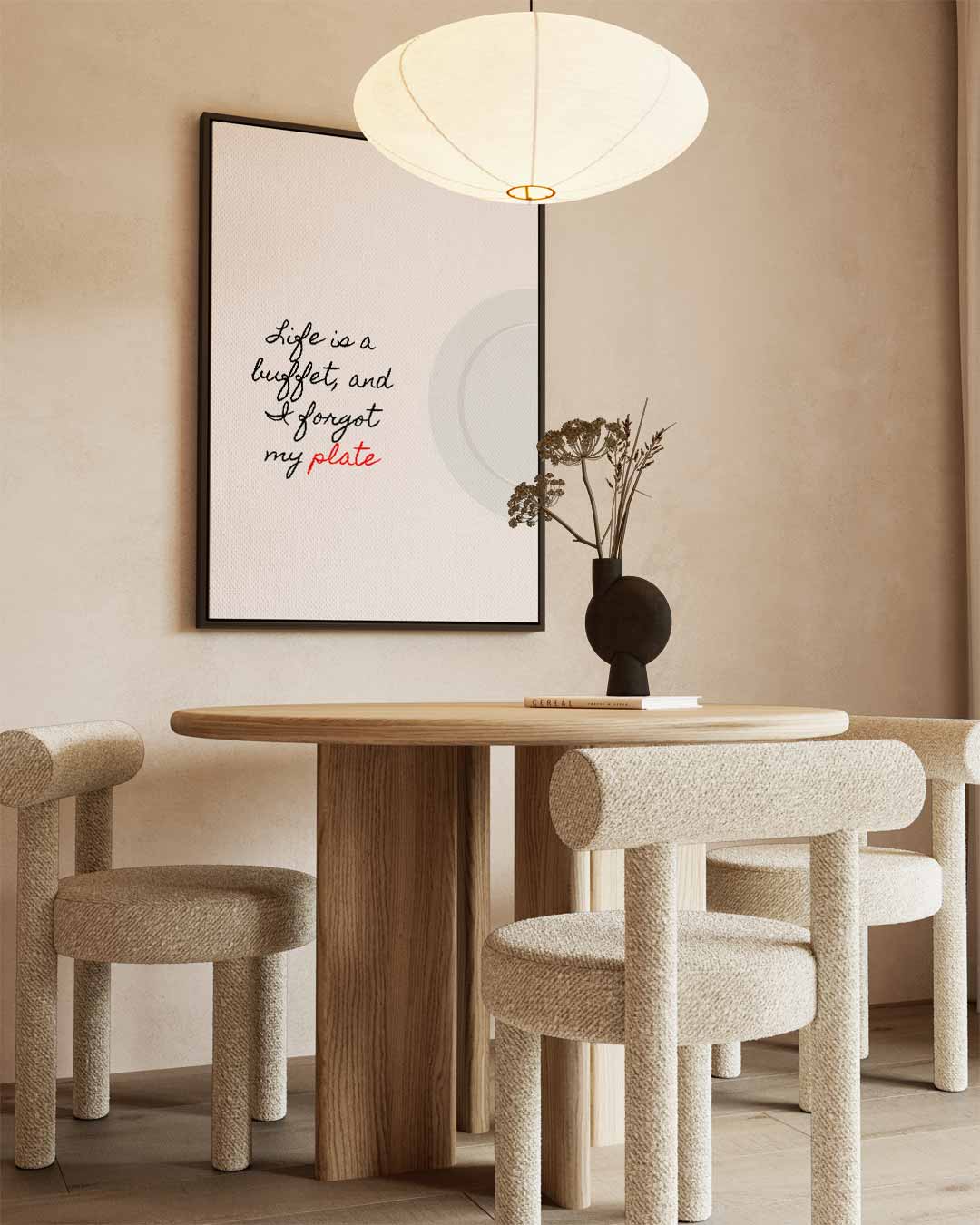 Life is a buffet – canvas wanddecoratie in portret formaat