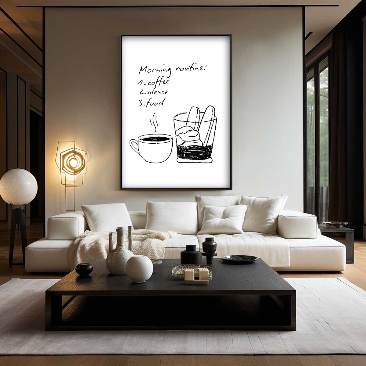 Ontspannen Ochtendritueel Illustratie – plexiglas wanddecoratie in portret formaat