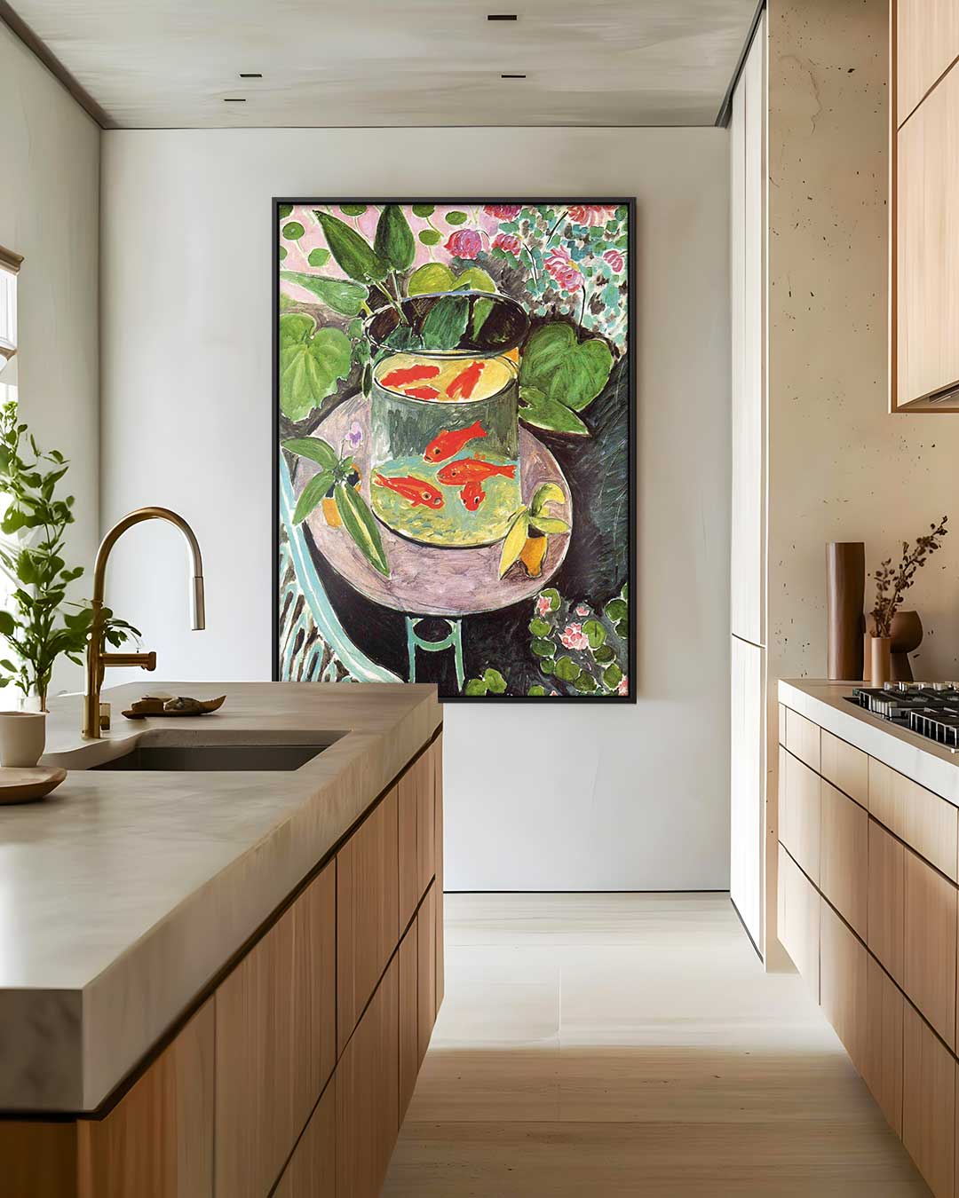 Goudvissen in de Tuin – staande wandkunst voor woonkamer of interieur