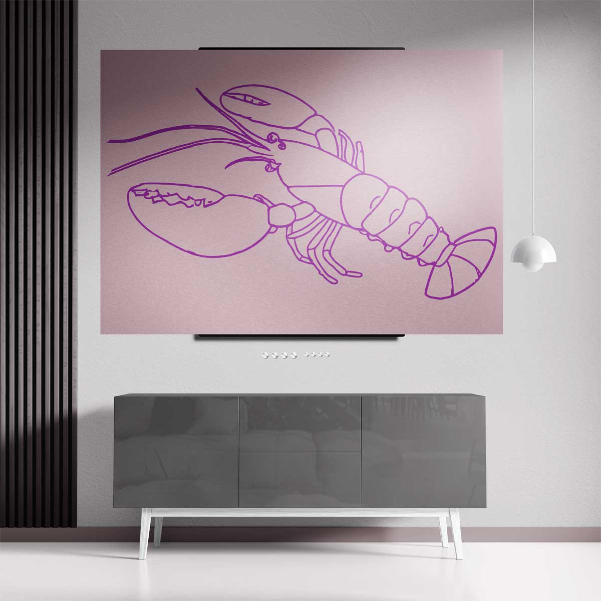 Vrolijke Roze Kreeft Illustratie – staande wandkunst voor woonkamer of interieur