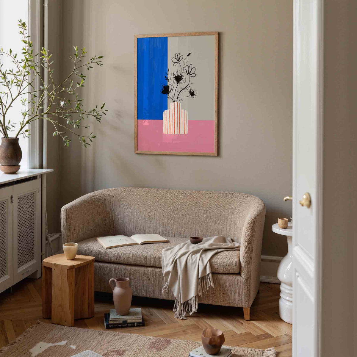 Bloemen in vaas – rustige poster in staand formaat