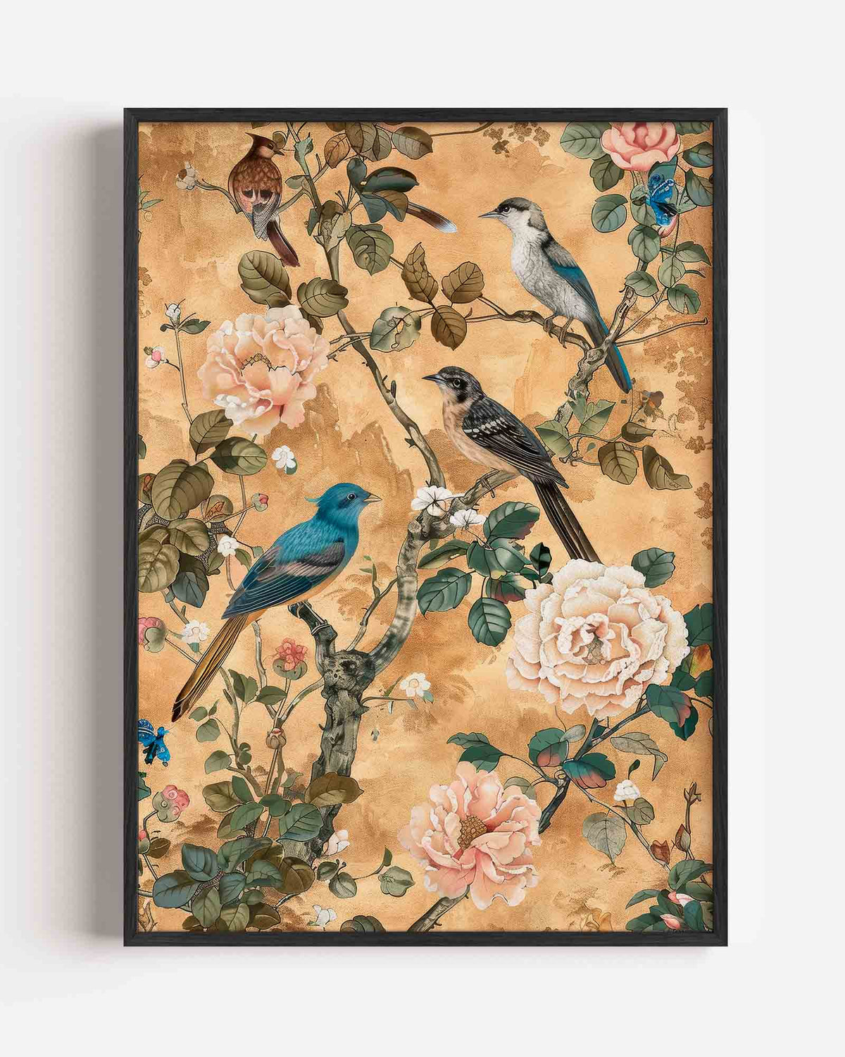 Vogels en bloemen – Kunst & Design poster als staande wanddecoratie