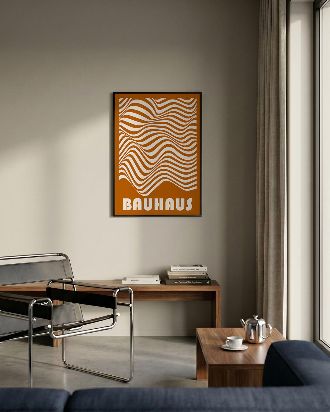 Golvend lijnenspel – staande Bauhaus poster voor aan de muur