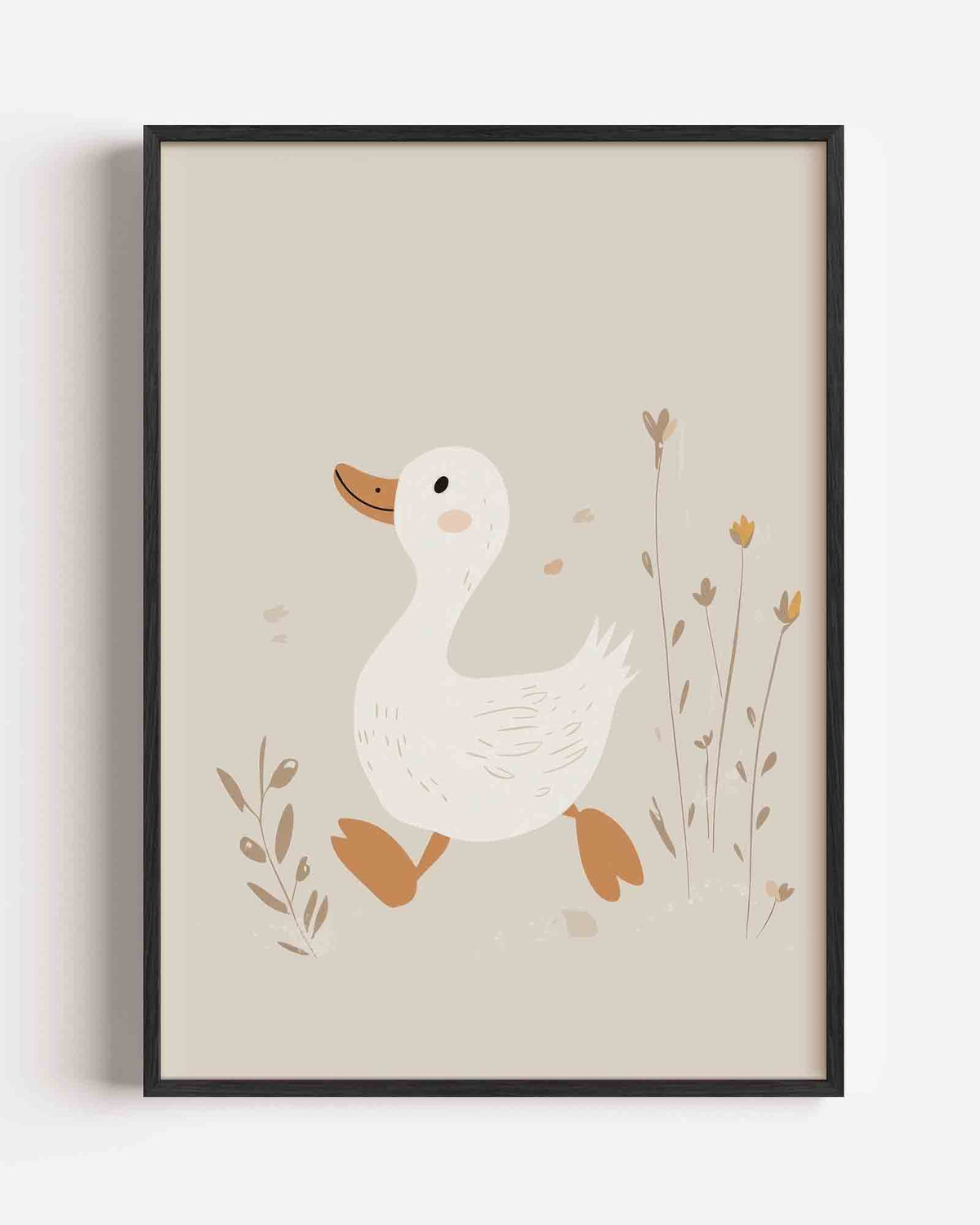 Eend met bloemen – kids portret poster als wanddecoratie
