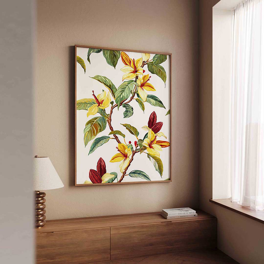 Bloemen en bladeren – tropische wandkunst als portret poster