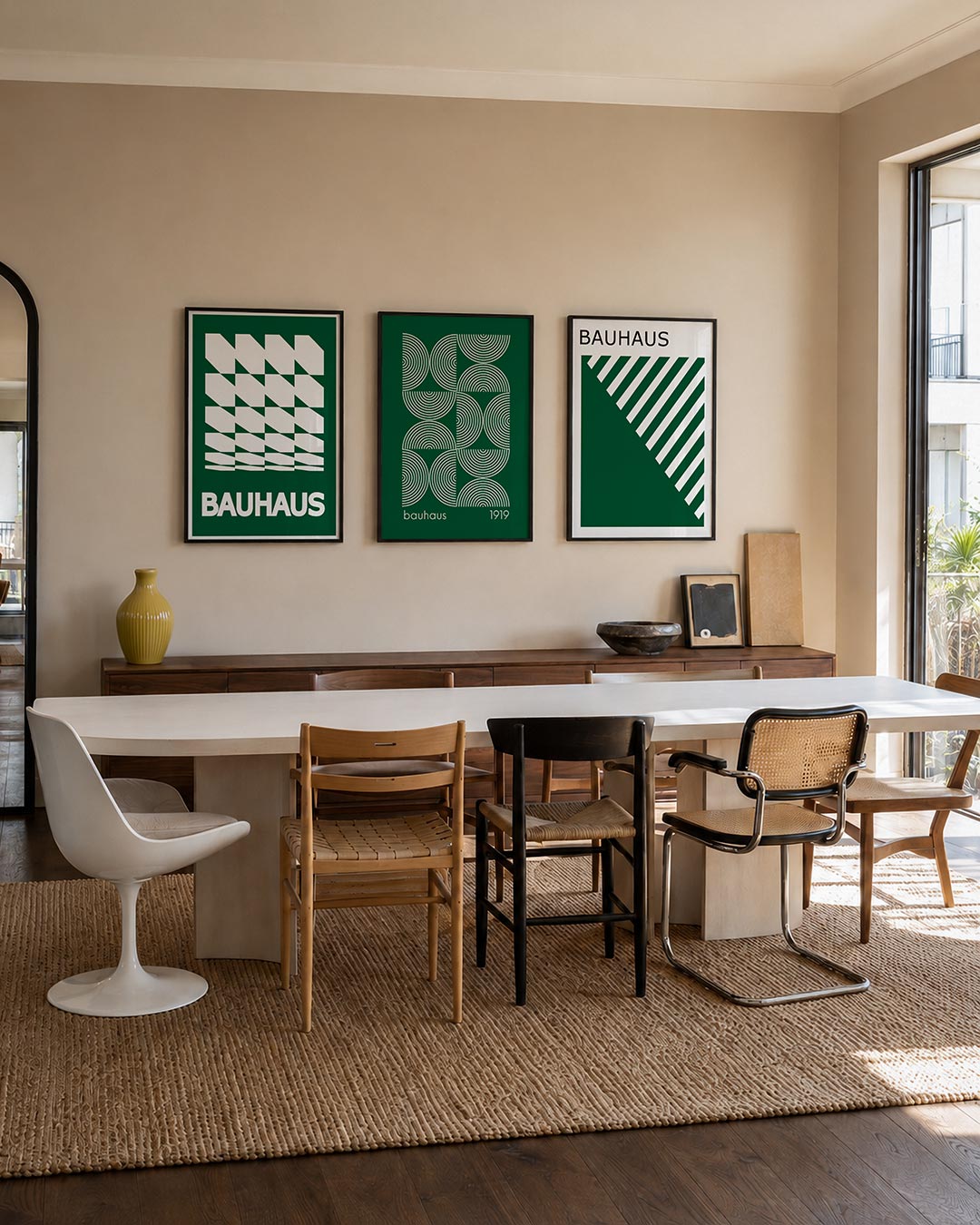 Vormen en vlakken posterset – tweede productweergave – deze posterset in drie delen toont een ritmisch lijnenspel van witte
