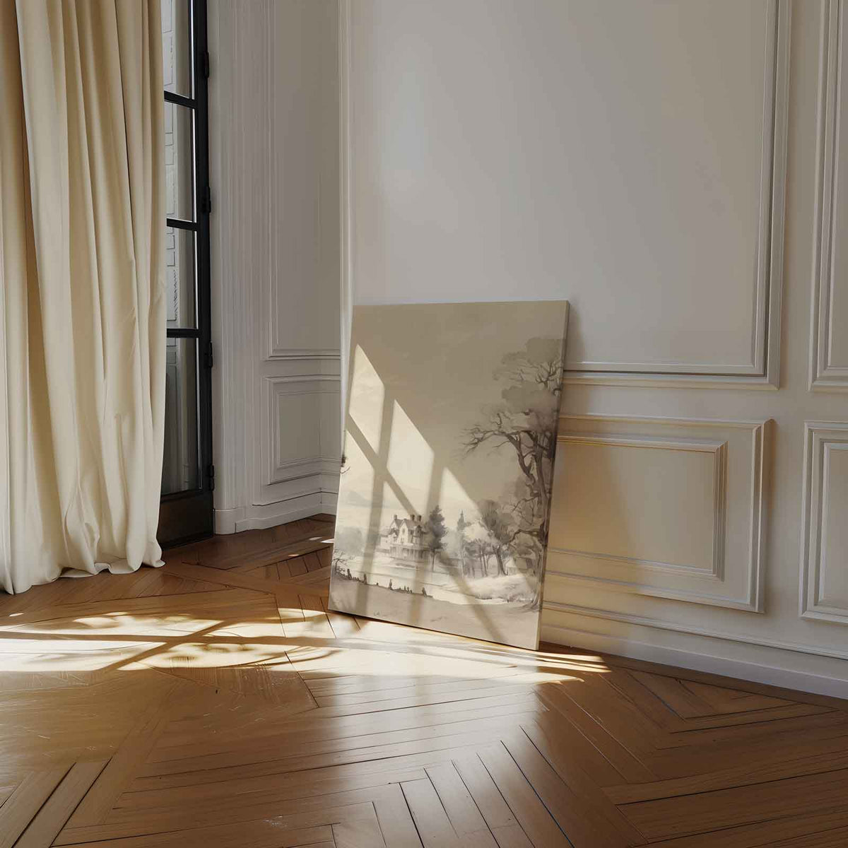 Rustiek Landelijk Tafereel – plexiglas wanddecoratie in portret formaat